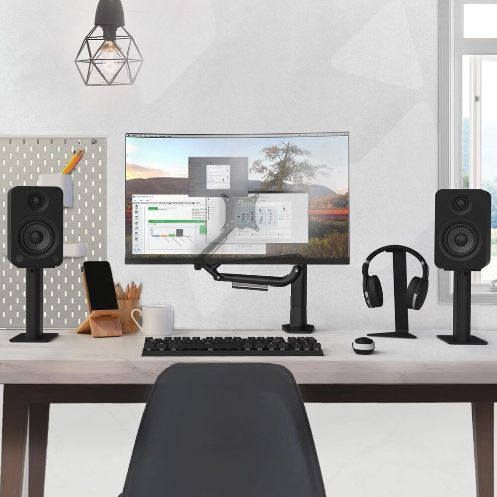 Kanto 9" Universal Desktop Speaker Stand with Cable Management in Black (Set of 2), , large