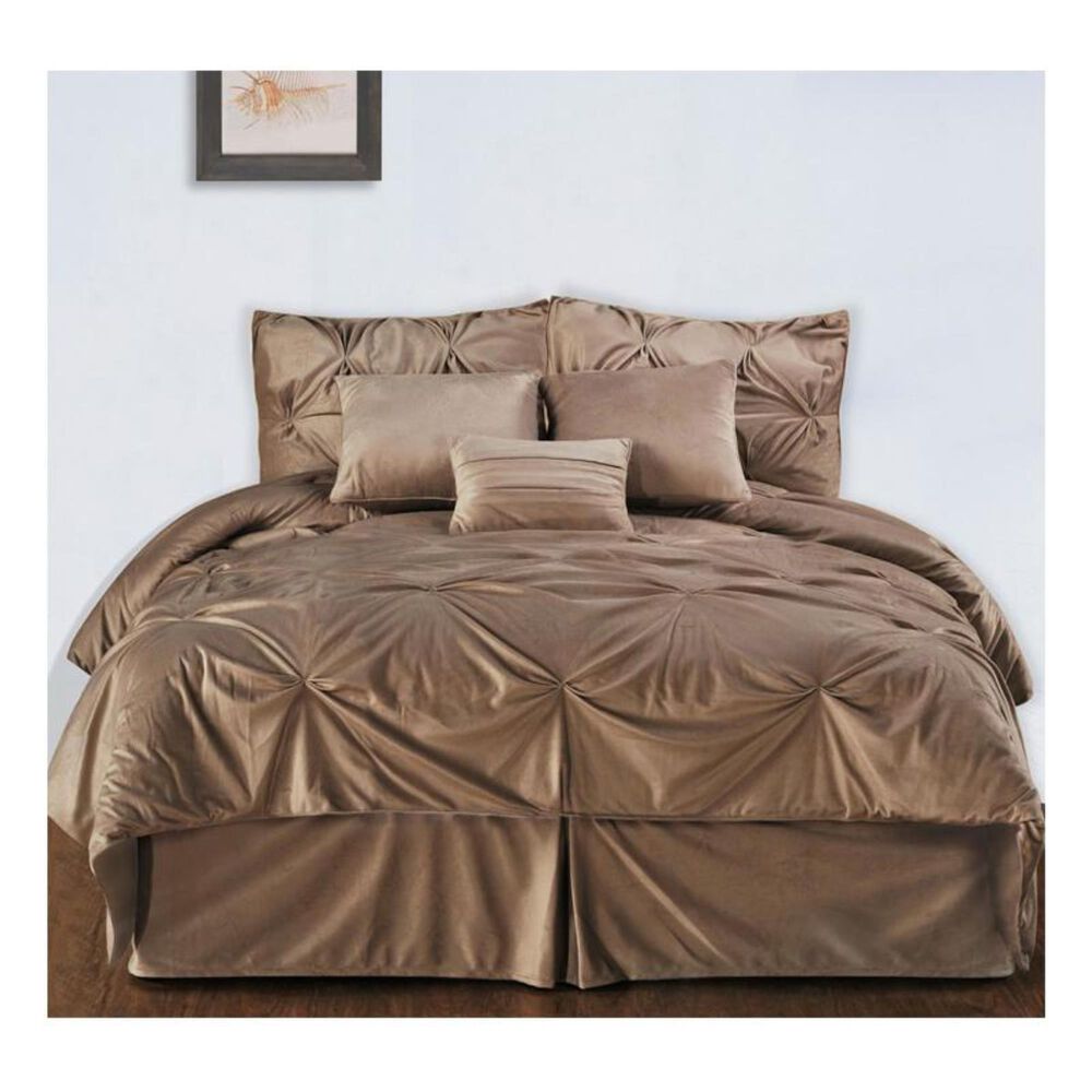 Epoch Hometex Hudson Street Twin Pintuck Plush Comforter Set in Brown, , large