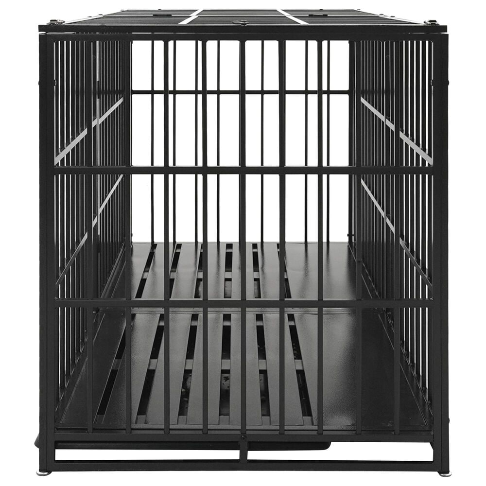 HOMLUX 61" Extra Large Heavy Duty Metal Dog Crate for Large Dogs in Black, , large
