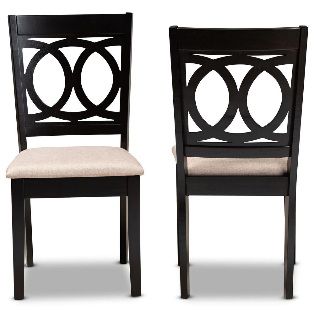Baxton Studio Lenoir Side Chair with Sand Cushion in Espresso Brown (Set of 2), , large