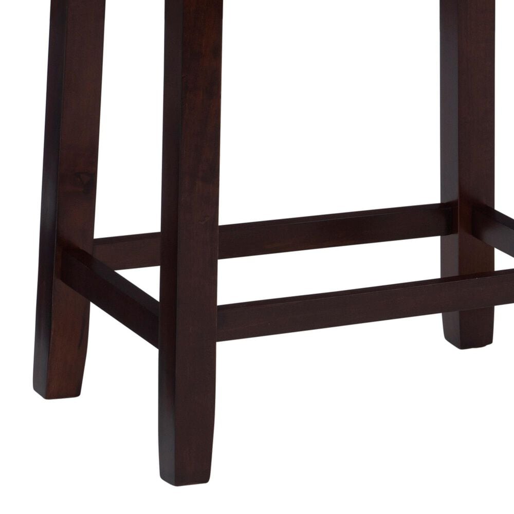 Linon Home Decor Claridge Counter Stool with Blue Cushion in Dark Brown, , large