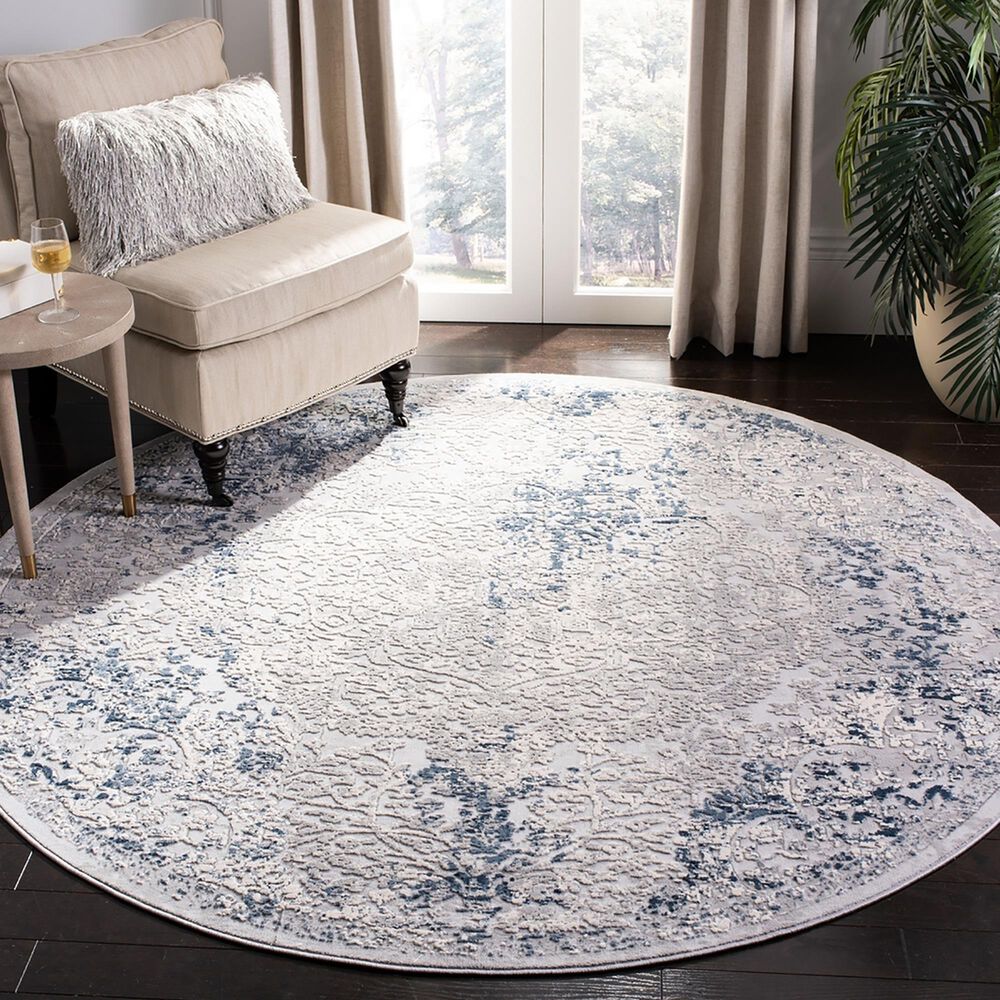 Safavieh Invista INV468F 6&#39;7&quot; Round Grey and Ivory Area Rug, , large