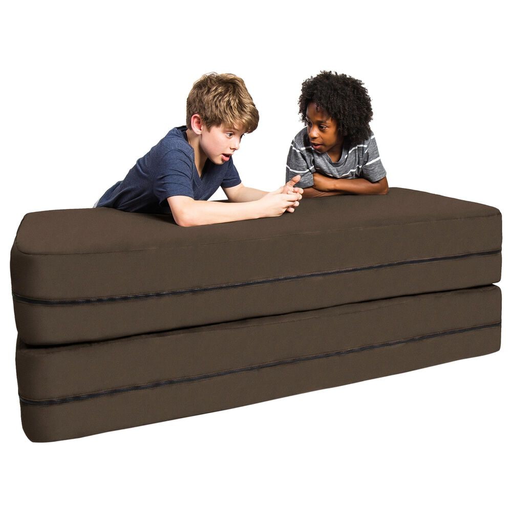Jaxx Zipline Big Kids Modular Sofa &amp; Ottoman in Chocolate, , large