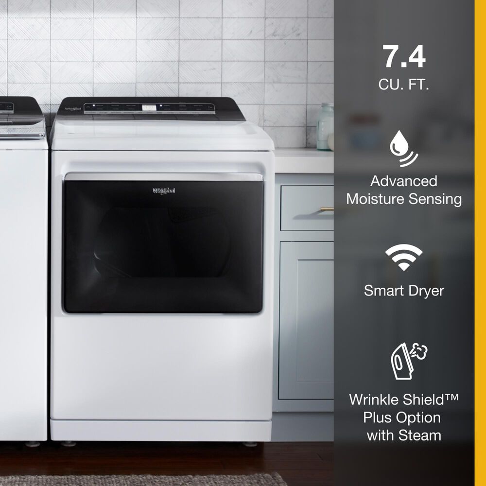 Whirlpool 7.4 Cu. Ft. Top Load Gas Dryer with Steam in White, , large