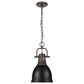 Golden Lighting Duncan 1-Light Small Pendant with Chain and Matte Black Shade in Rubbed Bronze, , large