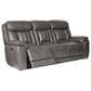 Bassett Benson Leather Power Reclining Sofa in Tuscan Gunmetal, , large