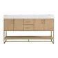 37B Mauri 60" Double Bathroom Vanity with Metal Base in Warm Oak with High-Profile 4" White Composite Stone Top, , large