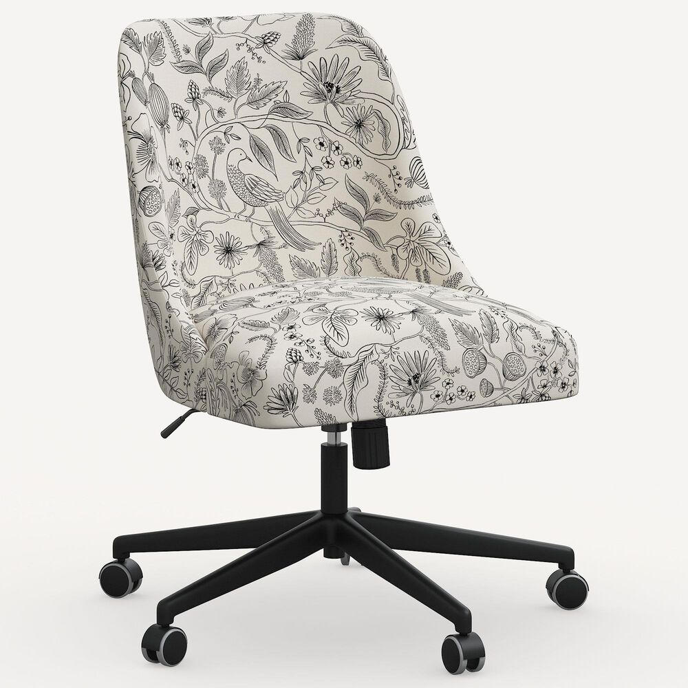 Rifle Paper Co Crafted by Cloth and Company Oxford Office Chair in Aviary Black/Cream, , large