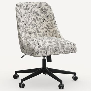 Rifle Paper Co Crafted by Cloth and Company Oxford Office Chair in Aviary Black/Cream, , large