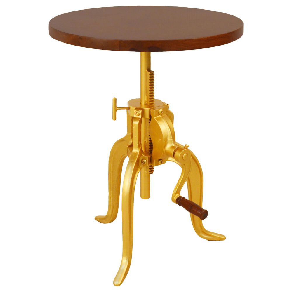Carolina Chair and Table Regan Adjustable Accent Table in Elm and Gold, , large