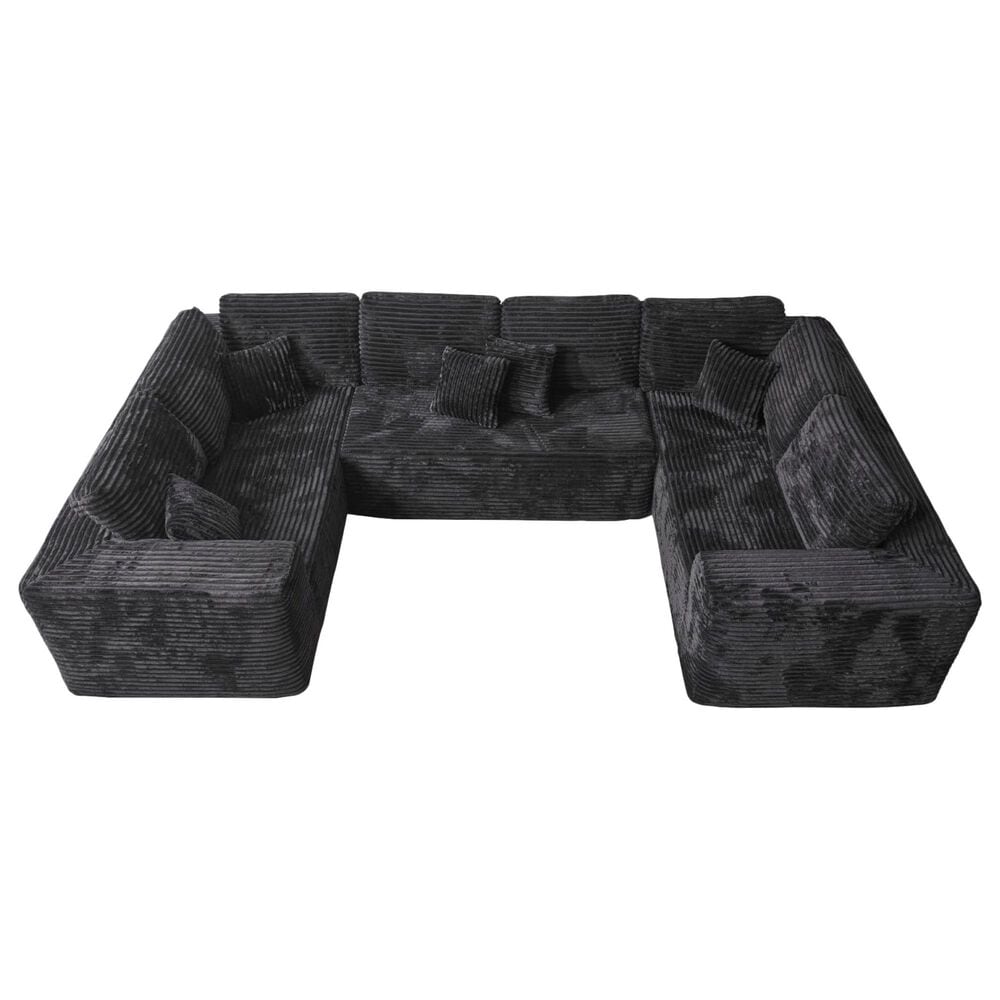 HOMLUX Modular Sectional Cloud Couch, Plush Corduroy U Shaped Sofa with Chaise, Big Comfy Couches Set in Black, , large