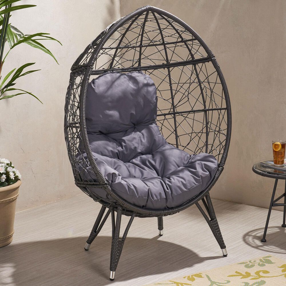 Hearth and Haven Gianni Outdoor Teardrop Chair in Gray, , large