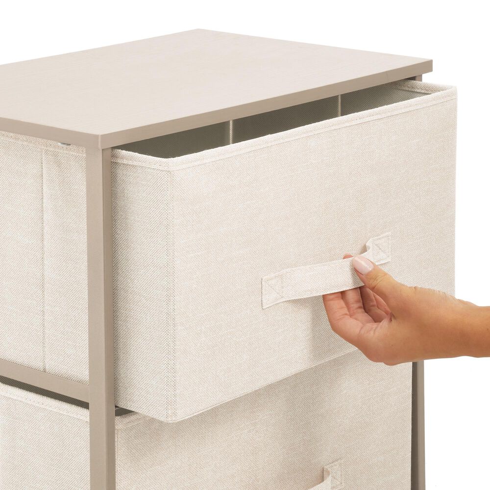 mDesign 2-Drawer Fabric Nightstand in Cream, , large