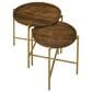 Pacific Landing Malka 2-Piece Round Nesting Table Set in Dark Brown and Gold, , large