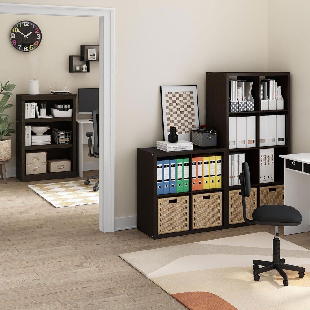 HOMLUX 8-Cube Reversible Open Back Bookshelf in Dark Oak, , large