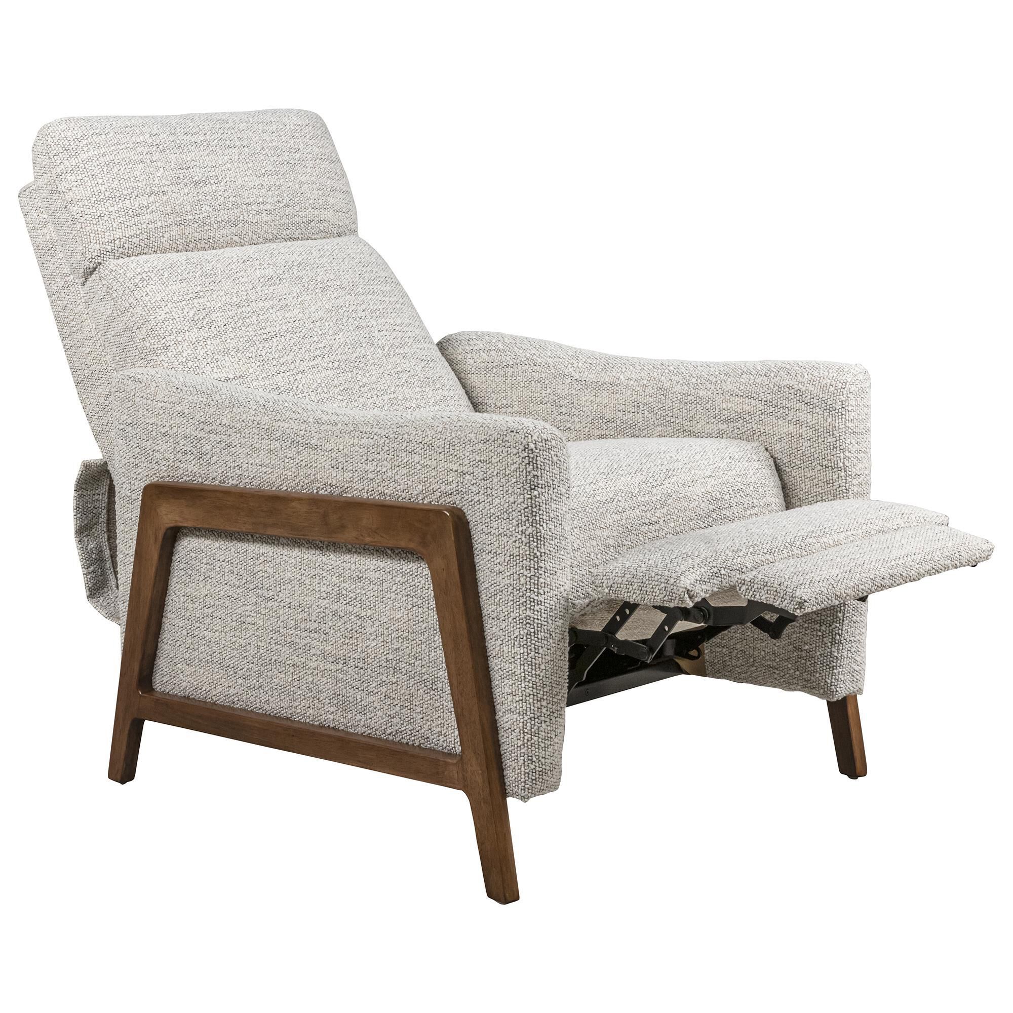 Conroe high leg recliner with kidney accent pillow top