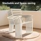 Hearth and Haven 7-Piece Outdoor Metal Dining Set with Stackable Chairs and Round Slatted Table in Sandstone, , large