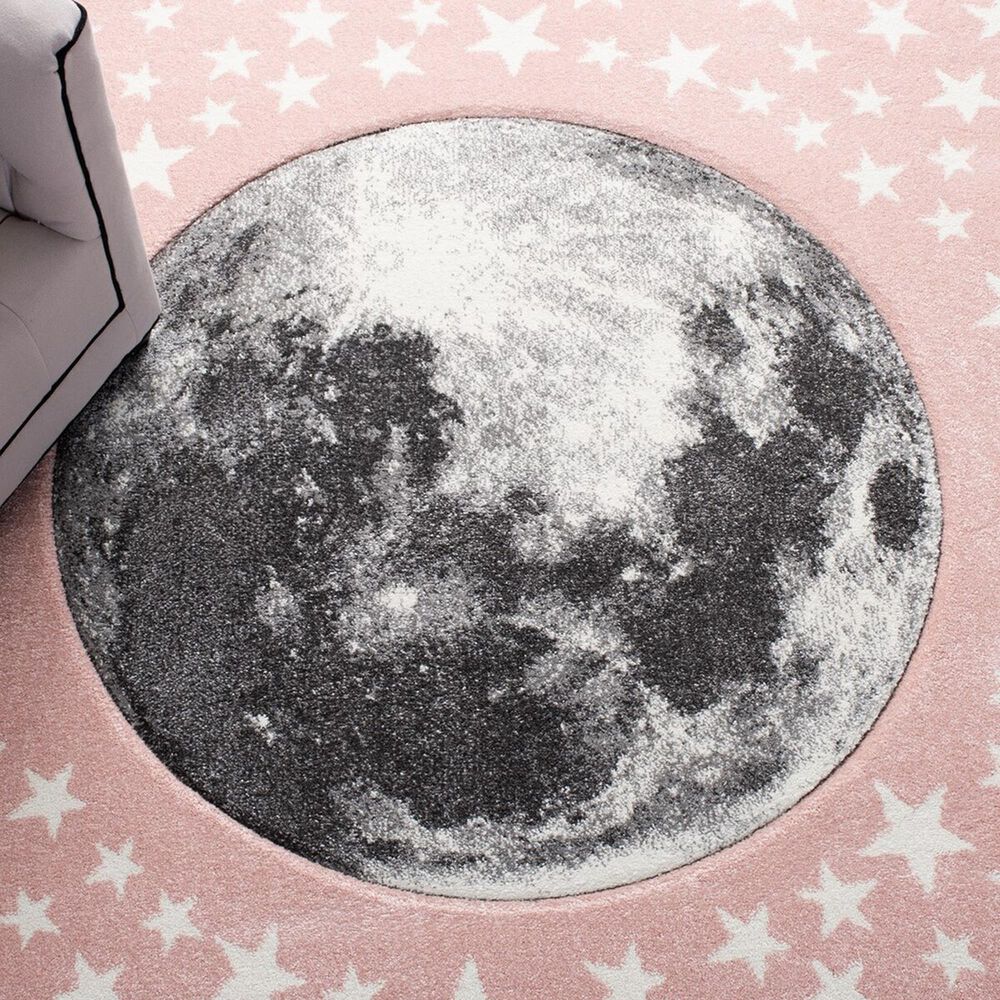 Safavieh Carousel CRK135 6&#39;7&quot; Square Pink and Grey Kids  Area Rug, , large