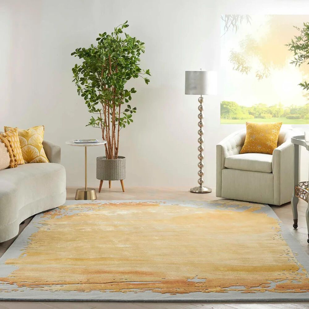 Nourison Prismatic PRS19 10&#39; x 14&#39; Grey and Gold Area Rug, , large