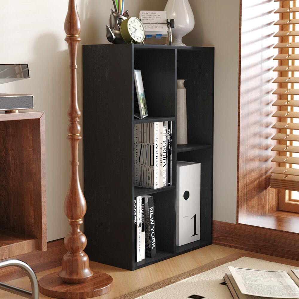 HOMLUX 5-Cube Reversible Storage Bookshelf in Blackwood, , large