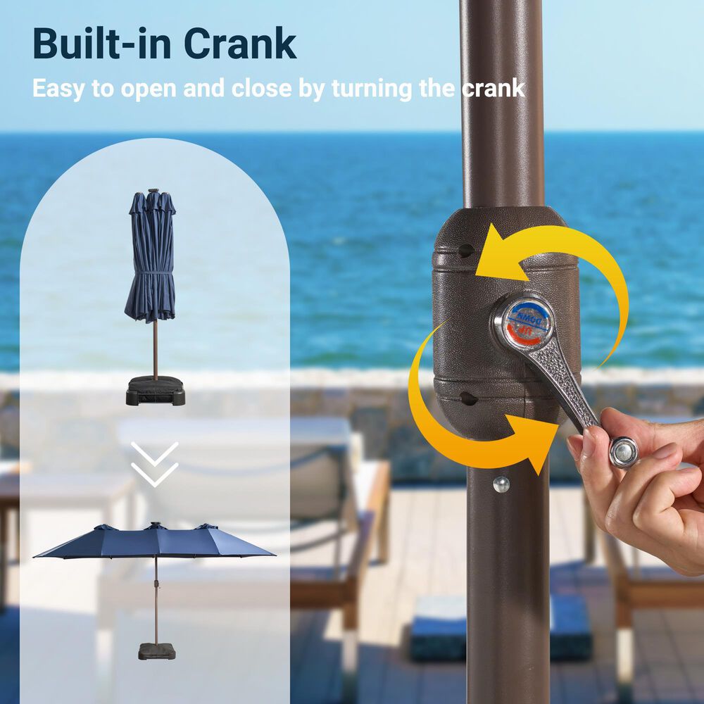 HOMLUX 2-Piece 14.5 ft Patio Umbrella Set in Dark Blue, , large