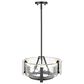 Golden Lighting Aenon 3-Light Wide Chandelier with Hammered Water Glass Shade in Matte Black, , large