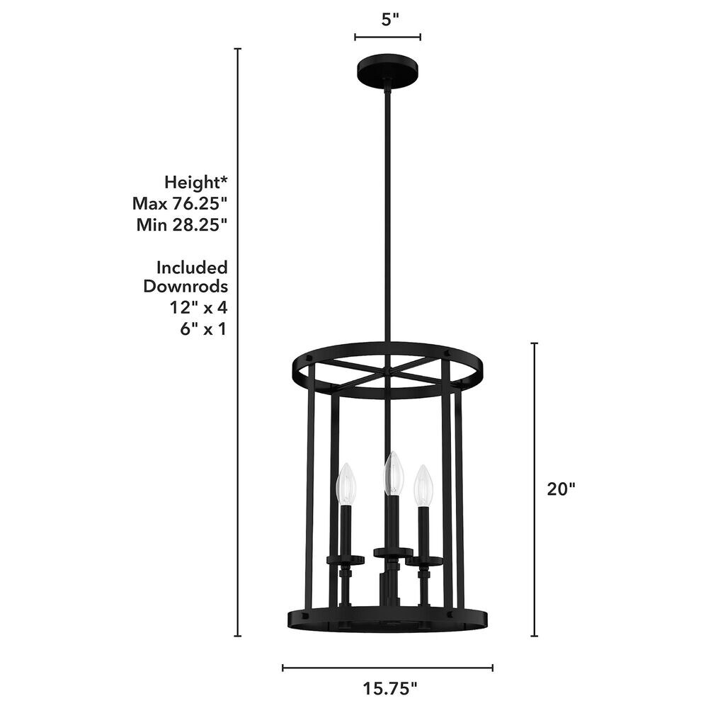 Hunter Briargrove Small Foyer Light in Matte Black, , large