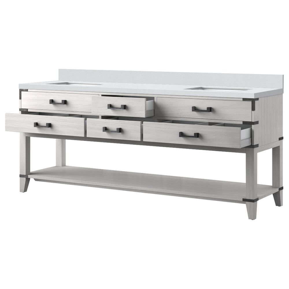Lexora Home Norwalk 80&quot; Double Bathroom Vanity in White Oak with White Quartz Top and Rectangular Sinks, , large