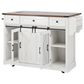 HOMLUX 58" Kitchen Island with Drop Leaf in White and Brown, , large
