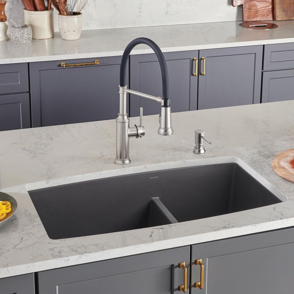 Blanco Performa 60/40 Double Bowl Kitchen Sink with Low Divide in Cinder, , large