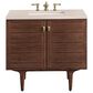 James Martin Vanities Amberly 36" Single Bathroom Vanity in Walnut with 3 cm Eternal Marfil Quartz Top and Rectangular Sink, , large