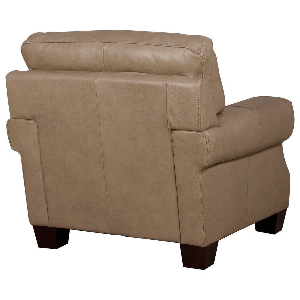 Bordeaux &amp; Co Stationary Leather Chair and Ottoman Set in Juno Pebble, , large