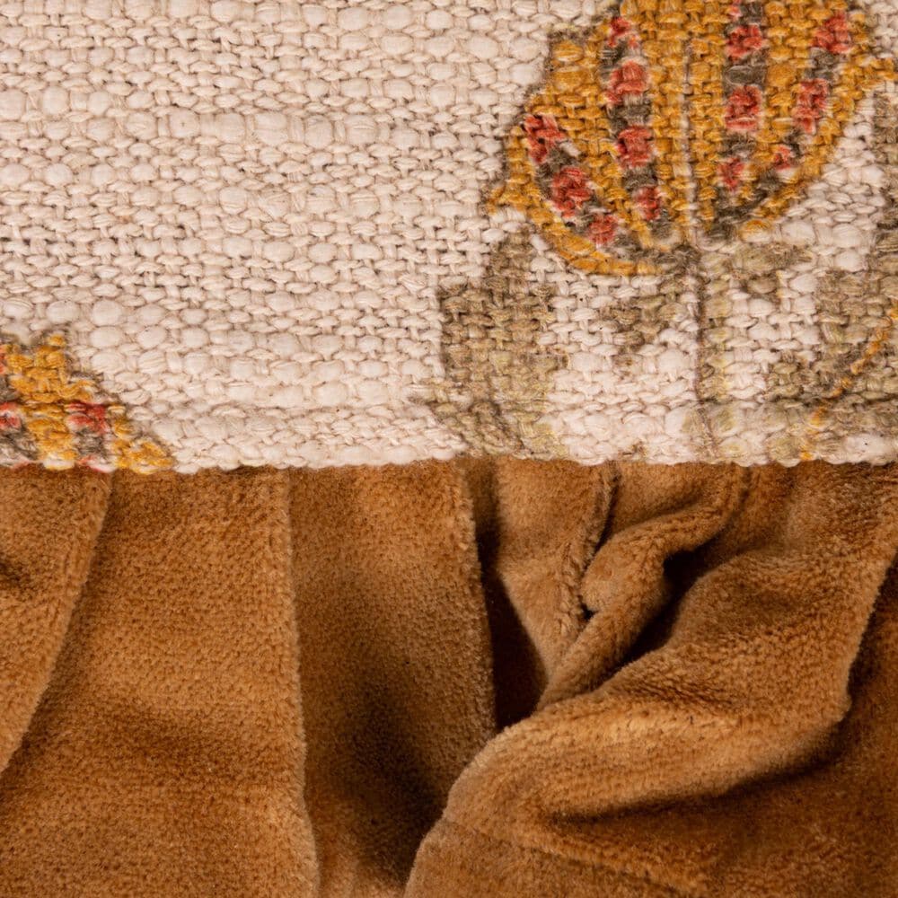Creative Coop Cozy 60"x 50" Cotton Slub Printed Throw with Velvet Ruffle in Multicolor, , large