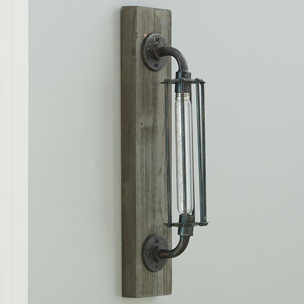 Maple and Jade Battery-Operated Geometric Wall Accent Lamp in Matte Black and Brown, , large