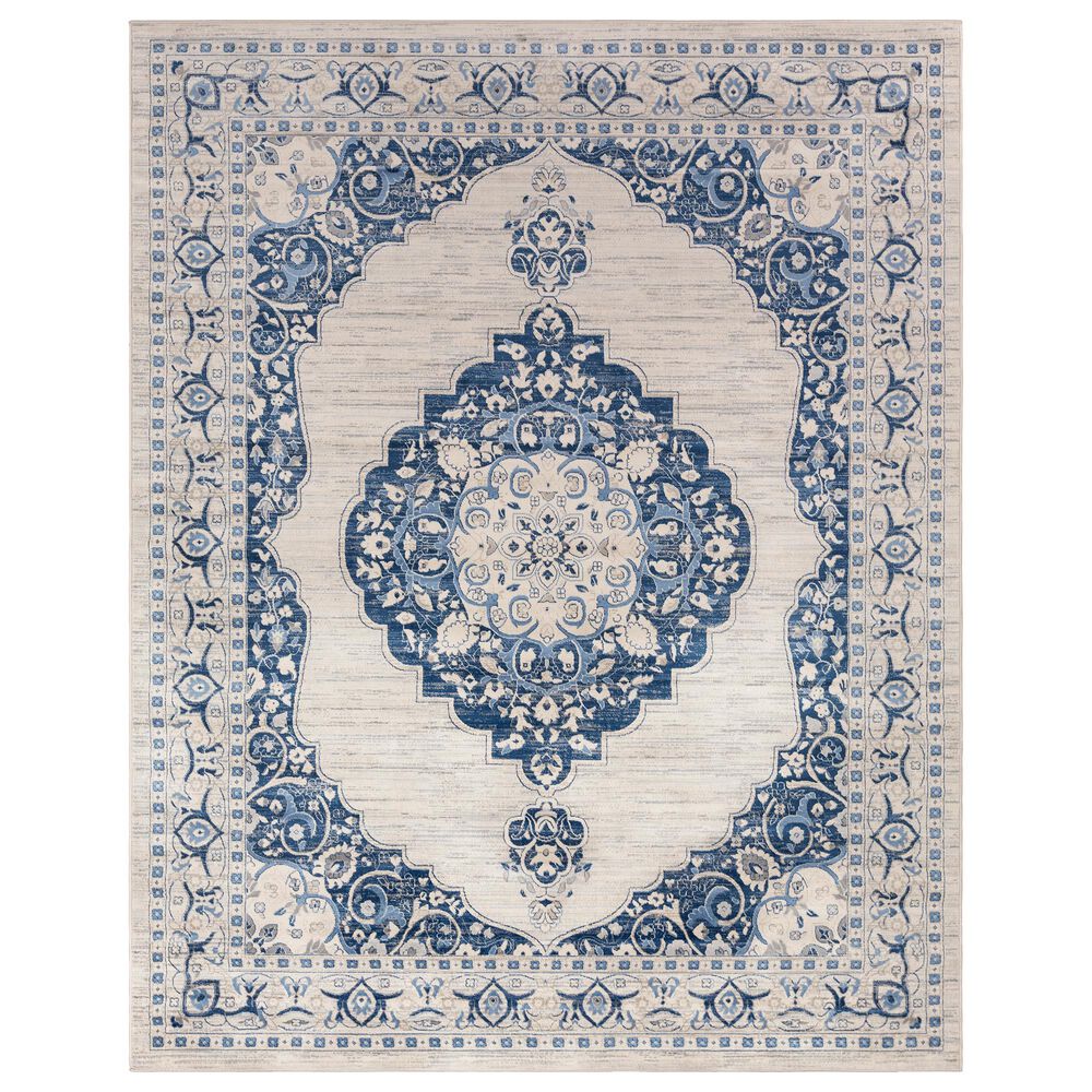 Surya Monaco MOC-2310 6'9" x 9'9" Navy, Bright Blue, Cream, Silver and Gray Area Rug, , large