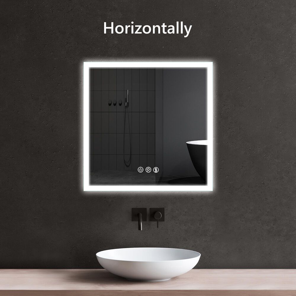 HOMLUX 36" x 36" LED Bathroom Vanity Mirror in Silver, , large