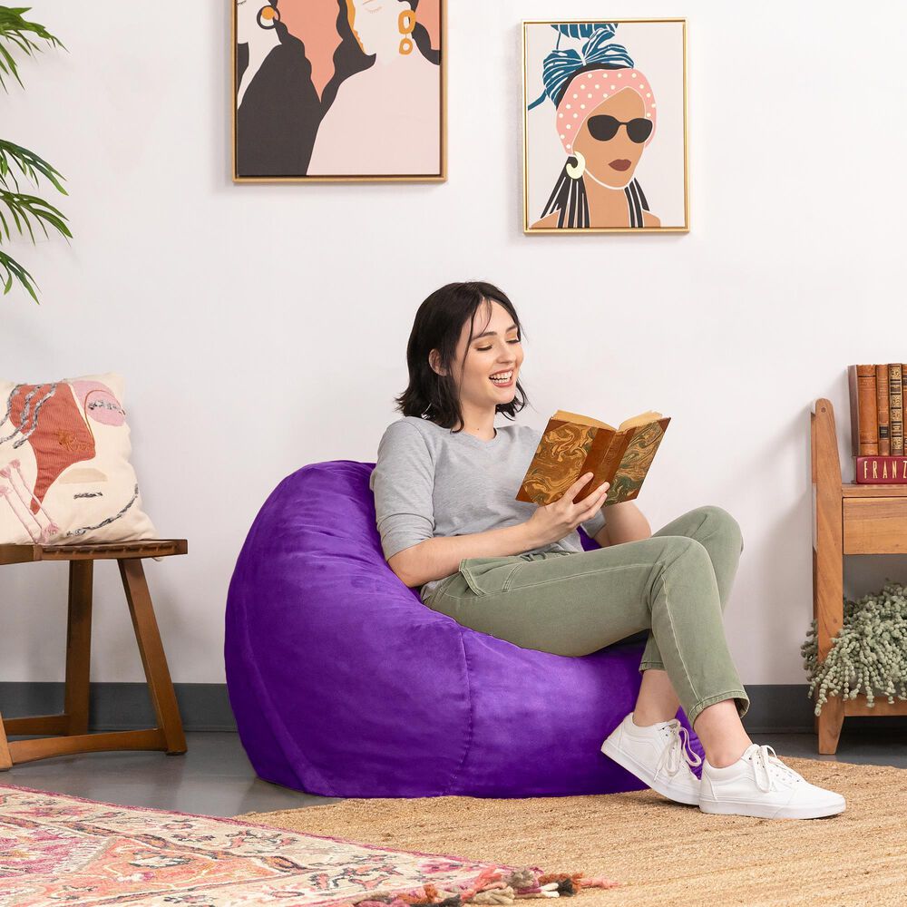 Jaxx 3&#39; Round Bean Bag with Removable Cover in Grape, , large