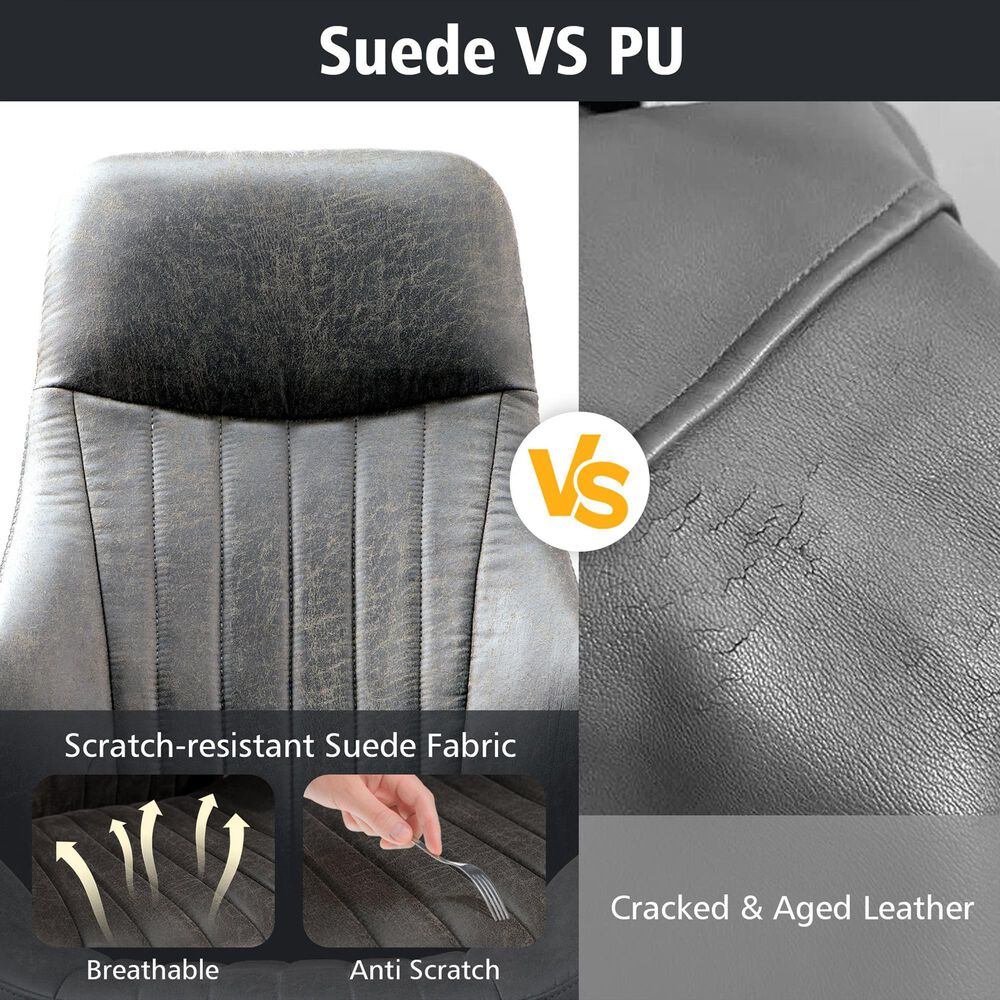 HOMLUX High Back Ergonomic Office Chair with Suede Leather in Gray, , large