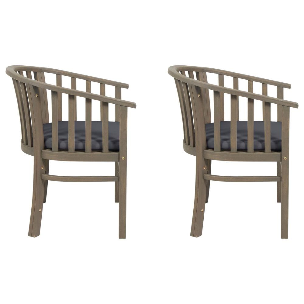 Hearth and Haven Outdoor Wooden Dining Chairs with Grey Frame in Dark Grey (Set of 2), , large