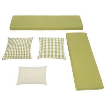 Linon Home Decor Tobin 5-Piece Nook Cushion Set in Apple Green, , large