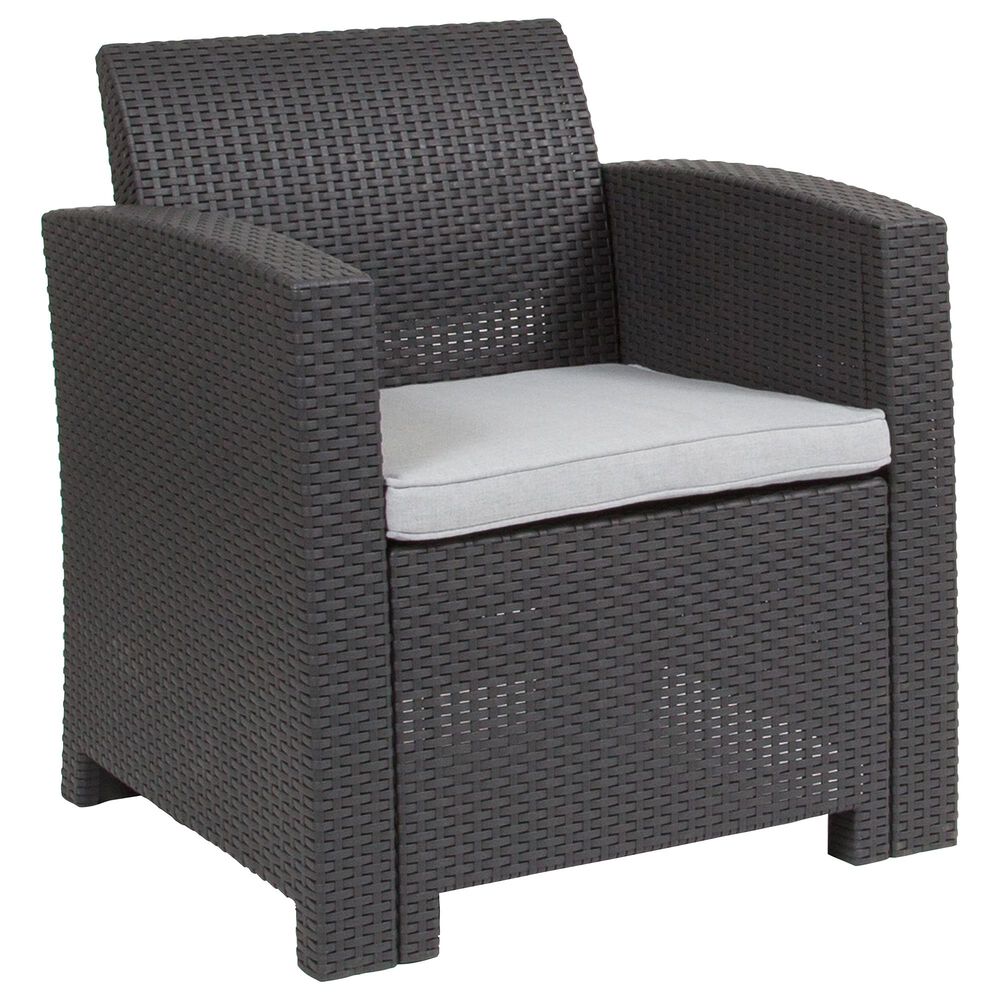 Flash Furniture Rattan Chair in Gray, , large