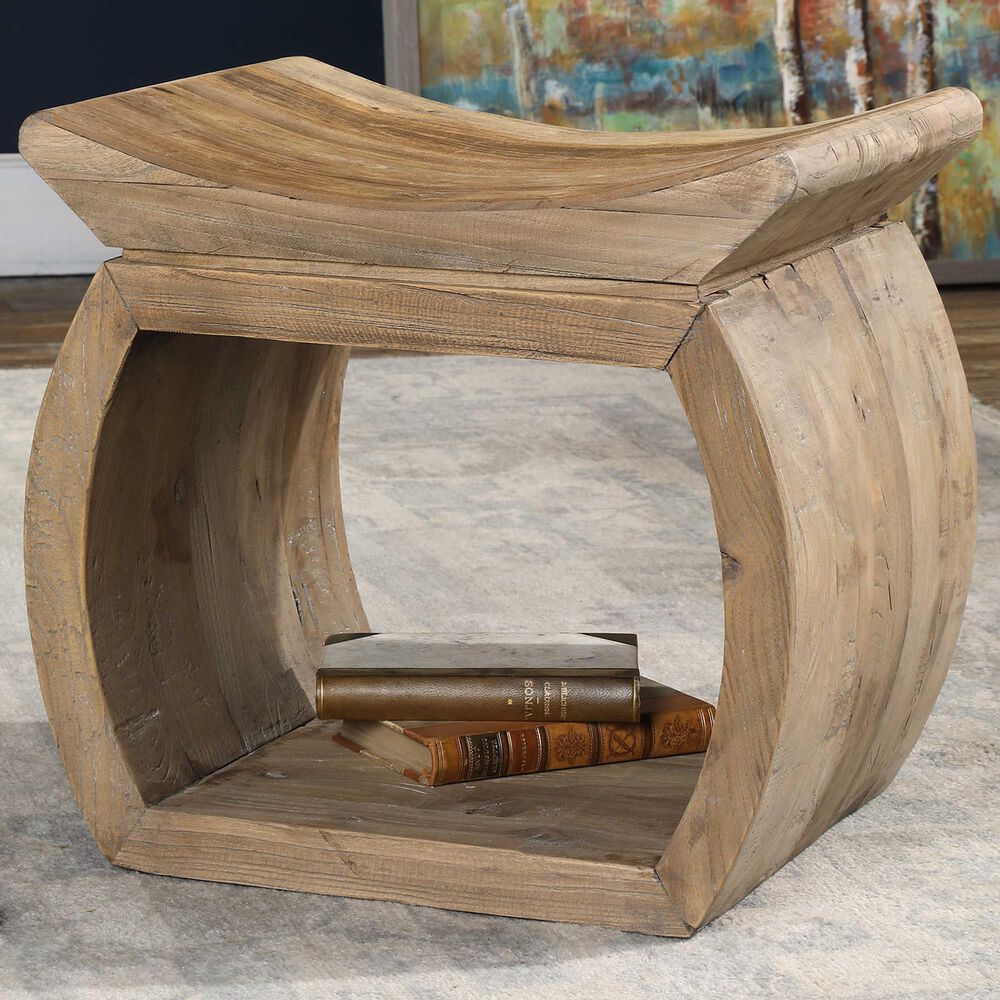 Uttermost Connor Accent Stool in Reclaimed Elm Wood, , large