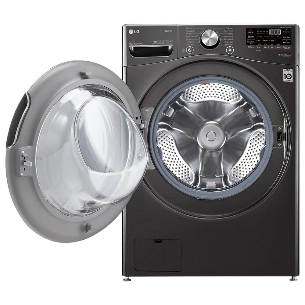 LG 5.0 Cu. Ft. Front Load Washer and 7.4 Cu. Ft. Electric Dryer with TurboWash 360 Laundry Pair in Black Steel, , large
