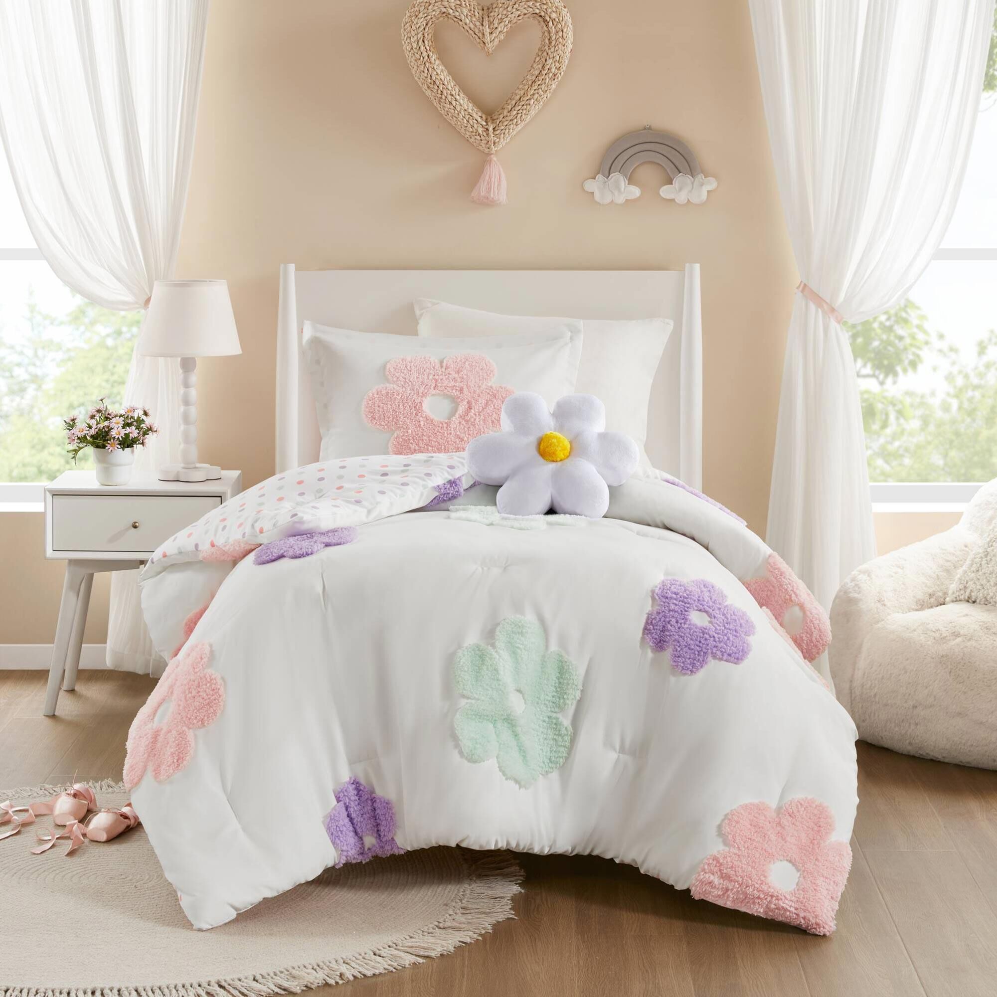 Hampton Park Gracie 3-Piece Twin Comforter Set in White and Purple