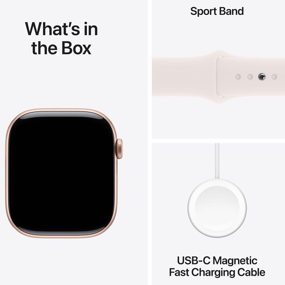 Apple Watch Series 10 GPS 46mm Rose Gold Aluminum Case with Light Blush Sport Band - M/L, , large