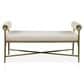 Furniture of America Lalia Hammered Metal Upholstered Bench in Matte Gold, , large