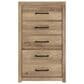 Ashley Brozmont King Panel Bed with Dresser Chest and 2 Nightstands in Natural Brown, , large