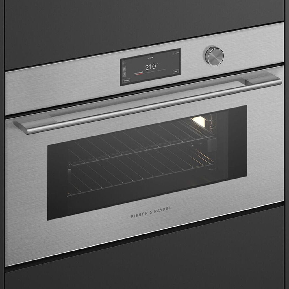 Fisher &amp; Paykel Contemporary Series 9 1.9 Cu. Ft. Compact Combination Steam Wall Oven in Brushed Silver, , large