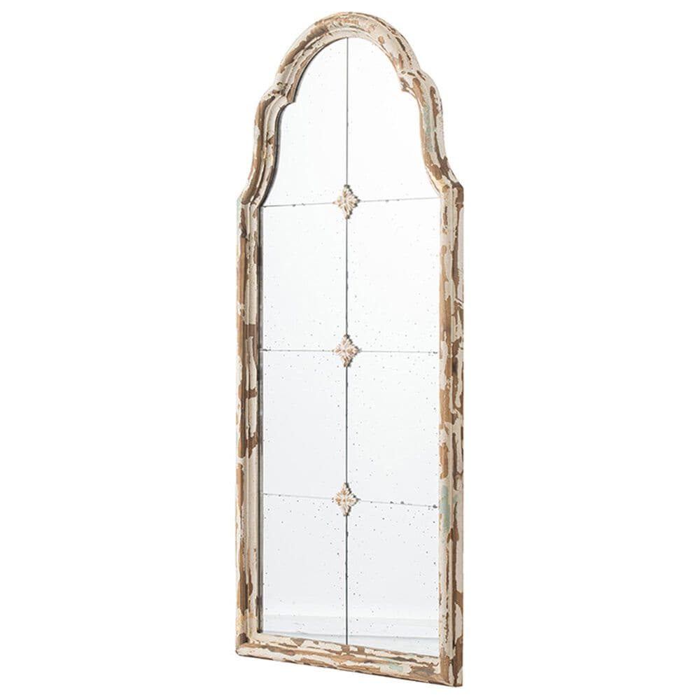 Hearth and Haven Wood Arched Mirror with 3 Small Medallions in Cream and Gold, , large