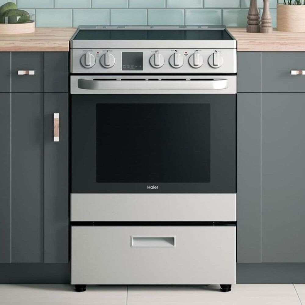 Haier 24" Electric Free Standing Range in Stainless Steel, , large